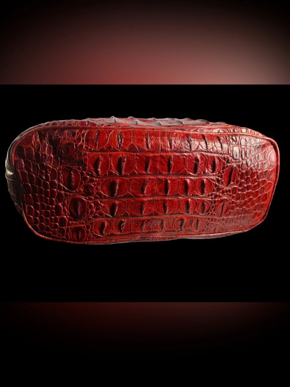Classic Red Leather Croc-Embossed Tote Bag - Unbranded